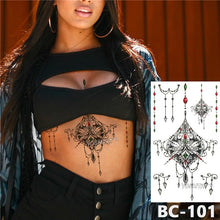 Laden Sie das Bild in den Galerie-Viewer, 1 Sheet Chest Body Tattoo Temporary Waterproof Jewelry Lace Totem Lotus Mandala tatto Decal Waist Art Tatoo Sticker Women