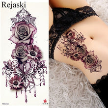 Carica l&#39;immagine nel visualizzatore di Gallery, Purple Rose Jewelry Water Transfer Tattoo Stickers Women Body Chest Art Temporary Tattoo Girl Waist Bracelet Flash Tatoos Flower
