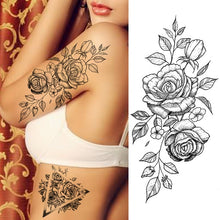 Charger l&#39;image dans la galerie, Purple Rose Jewelry Water Transfer Tattoo Stickers Women Body Chest Art Temporary Tattoo Girl Waist Bracelet Flash Tatoos Flower