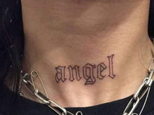 Charger l&#39;image dans la galerie, Temporary Tattoo Sticker Waterproof Tattoos Letter &quot;angel&quot; Fake Tatto Stickers Tatoo Hand Foot Neck Body Art For Women Girl Men