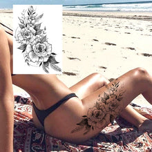 Laden Sie das Bild in den Galerie-Viewer, Realistic Sexy Peony Tattoos Temporary Women Adult Flower Arm Tattoos Sticker Waterproof Fake Floral Bloosom Body Leg Art Tatoos
