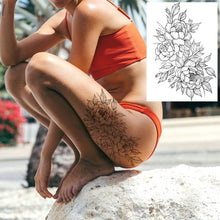 Carica l&#39;immagine nel visualizzatore di Gallery, Realistic Sexy Peony Tattoos Temporary Women Adult Flower Arm Tattoos Sticker Waterproof Fake Floral Bloosom Body Leg Art Tatoos