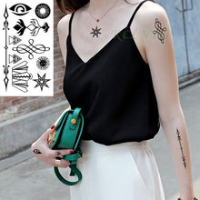 Laden Sie das Bild in den Galerie-Viewer, Waterproof Temporary Tattoo sticker on ear finger music note bird stars line streak henna tatto flash tatoo fake for women 24