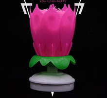 Load image into Gallery viewer, Sparkle Cake Topper Rotating Candle Gift Art Musical Candle Lotus Flower