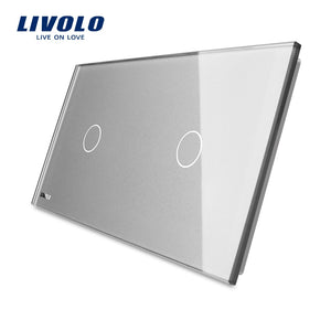 Livolo Luxury Grey Pearl Crystal Glass, 151mm*80mm, EU standard, Double Glass Panel,VL-C7-C1/C1-15