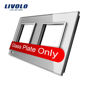 Livolo Luxury Grey Pearl Crystal Glass, 150mm*80mm, EU standard, Double Glass Panel