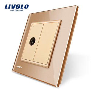 Livolo, 4colors Crystal Glass Panel, 1 Gang TV Socket, Without Plug adapter