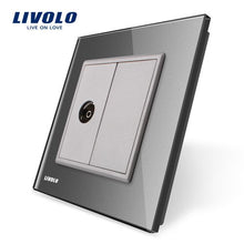 Load image into Gallery viewer, Livolo, 4colors Crystal Glass Panel, 1 Gang TV Socket, Without Plug adapter