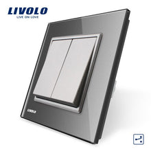 Load image into Gallery viewer, Livolo  EU standard Luxury White/Black Crystal Glass Panel, Two Gangs,2 Way