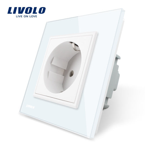 Livolo EU Standard Power Socket, Crystal Glass Panel, AC 110~250V 16A