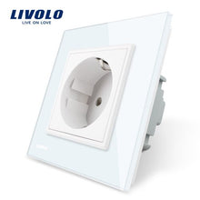 Charger l&#39;image dans la galerie, Livolo EU Standard Power Socket, Crystal Glass Panel, AC 110~250V 16A