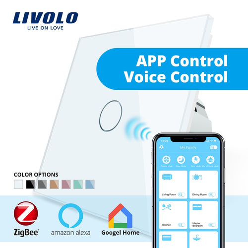 Livolo EU Zigbee Smart Home Wall Touch Switch, Touch WiFi APP Control, google home control