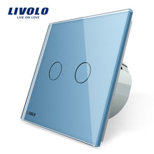 Laden Sie das Bild in den Galerie-Viewer, Livolo 2 Gang 1 Way Wall Light Touch Switch,Wall home switch,Crystal Glass Switch