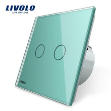 Charger l&#39;image dans la galerie, Livolo 2 Gang 1 Way Wall Light Touch Switch,Wall home switch,Crystal Glass Switch