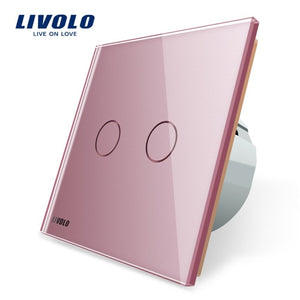 Livolo 2 Gang 1 Way Wall Light Touch Switch,Wall home switch,Crystal Glass Switch